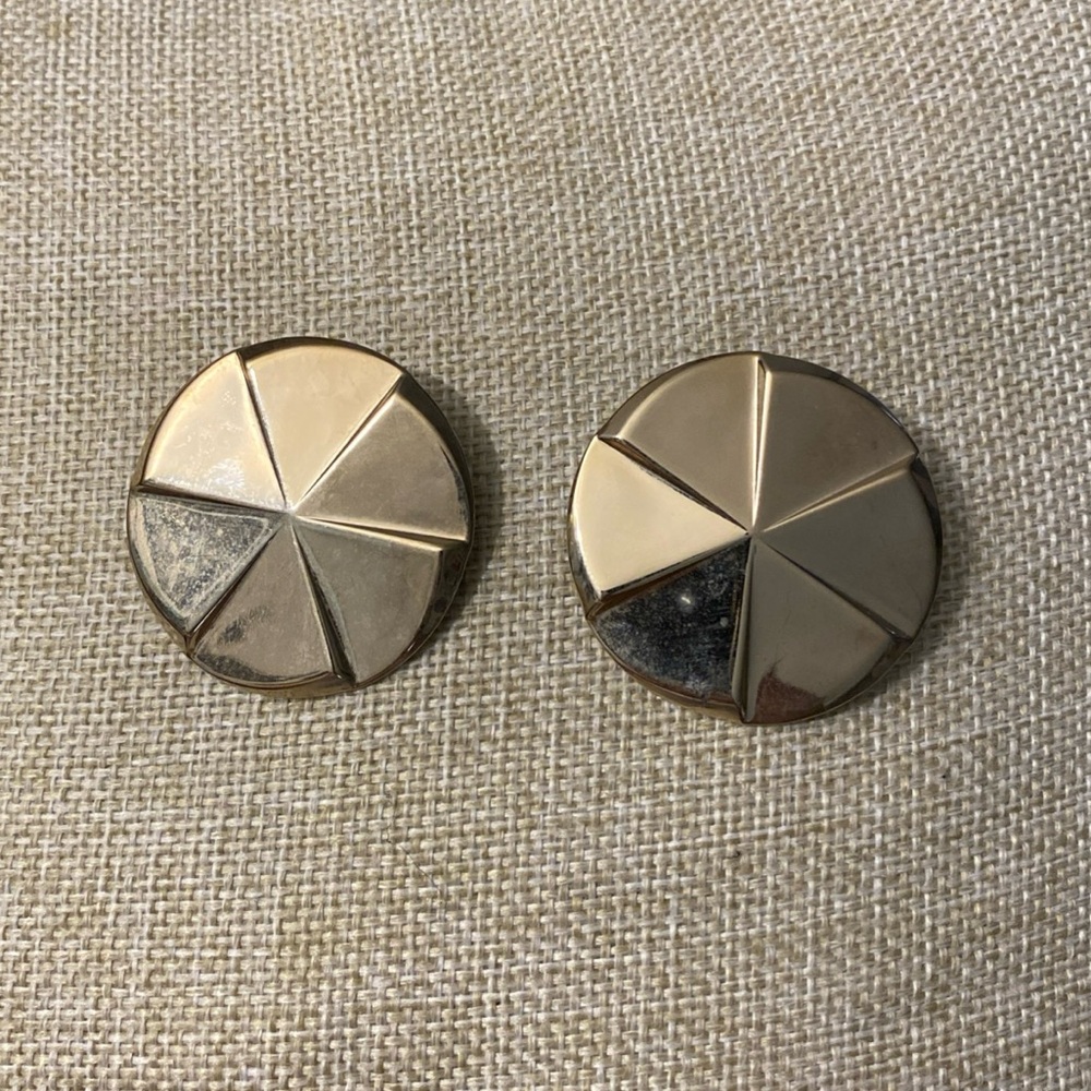80s Earrings Vintage Women Gold Round Classic Large Studs Jewelry
